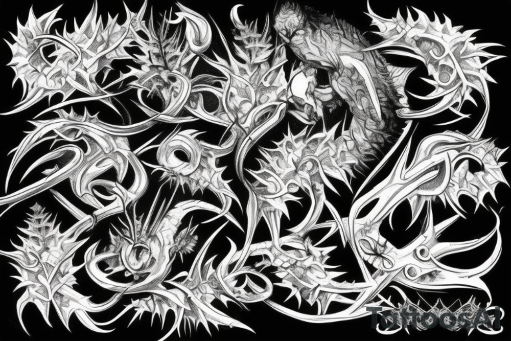 Thorns Thorns Smokey Grim Detailed Elaborate Comprehensive Intricate Ornate Vicious tattoo idea