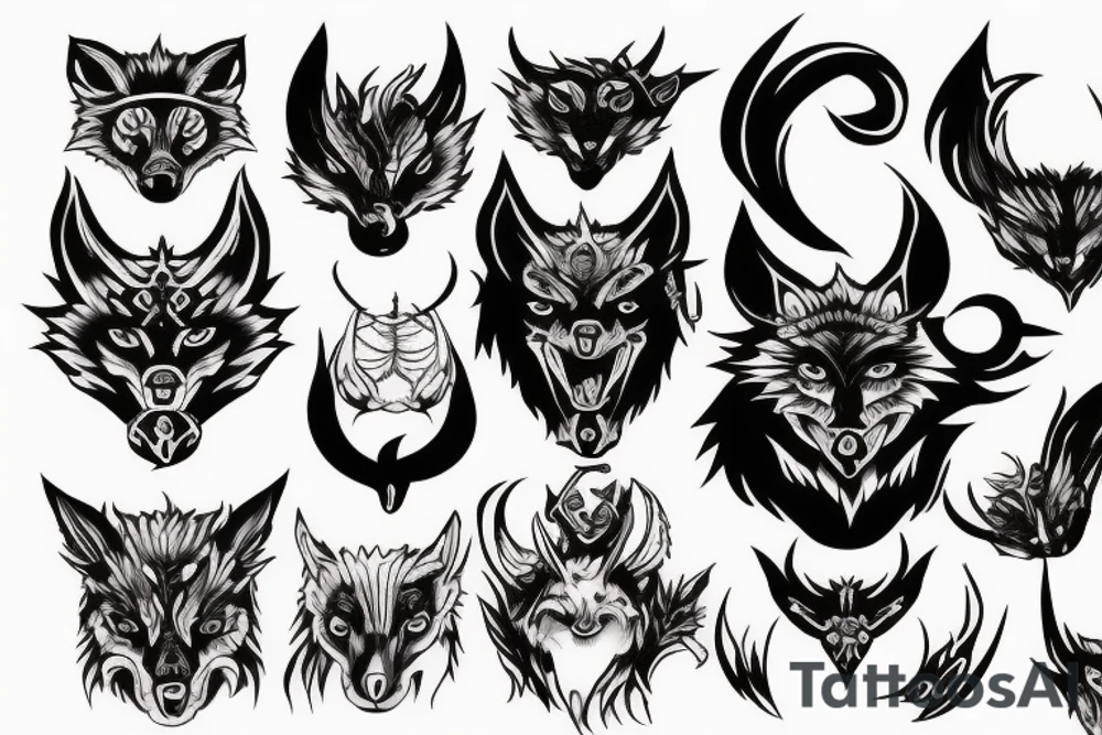 3 eyed wolf with demon horns tattoo idea