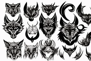 3 eyed wolf with demon horns tattoo idea