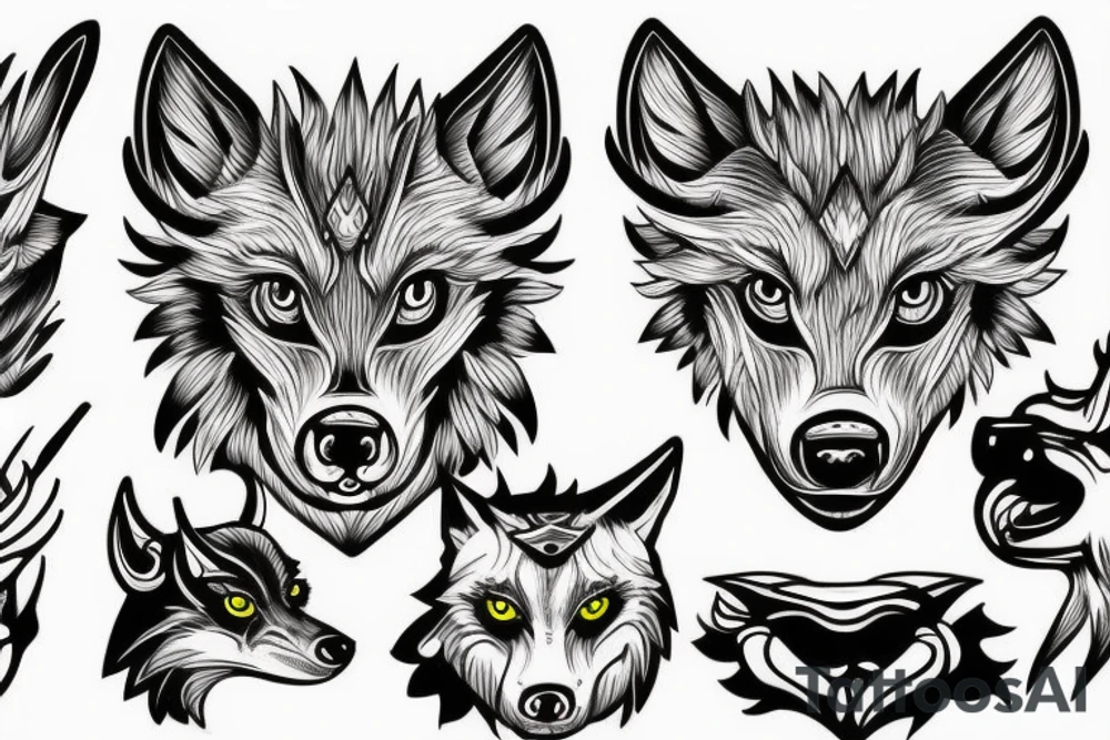 3 eyed wolf with demon horns tattoo idea