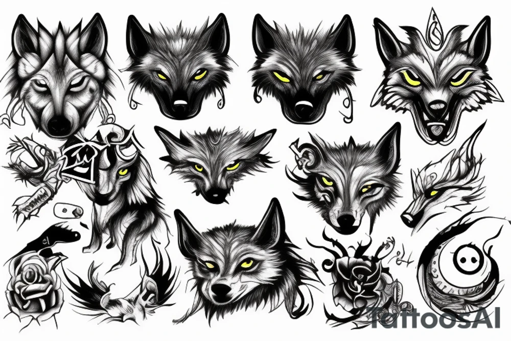 3 eyed wolf with demon tattoo idea