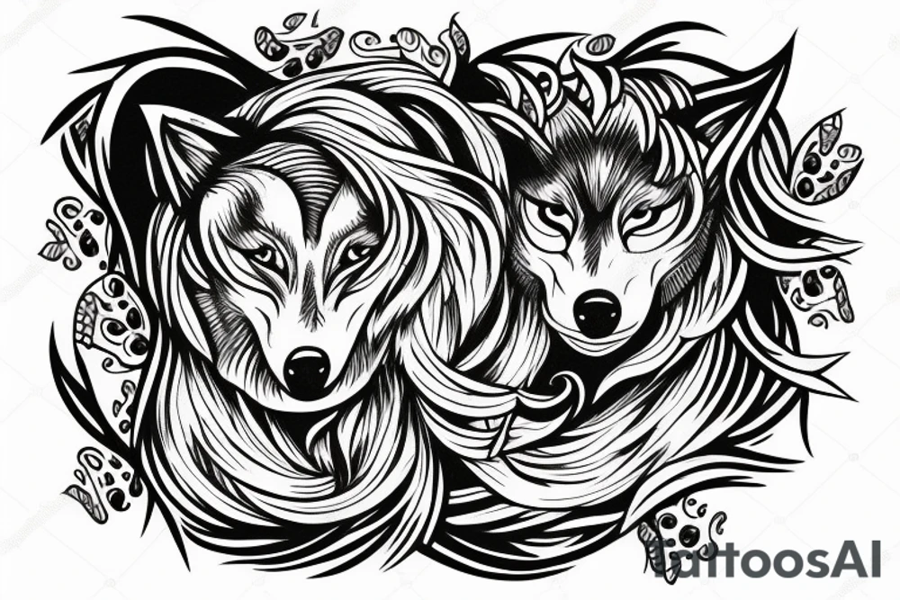 3 eyed wolf with demon tattoo idea