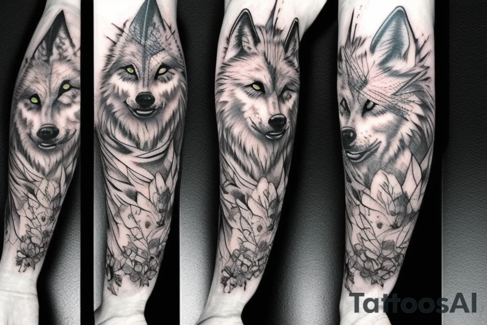 3 eyed wolf with demon tattoo idea