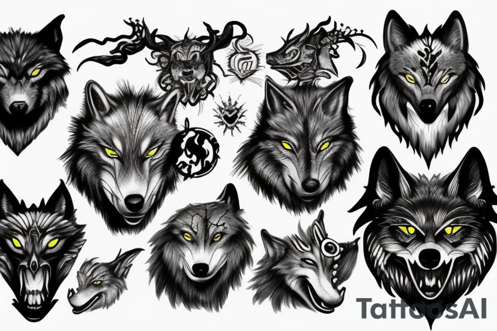 3 eyed wolf with demon tattoo idea