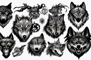 3 eyed wolf with demon tattoo idea