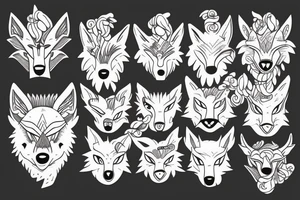 3 eyed wolf made from the forest with branches as demon horns tattoo idea
