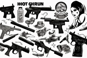 Hot Girls and guns tattoo idea