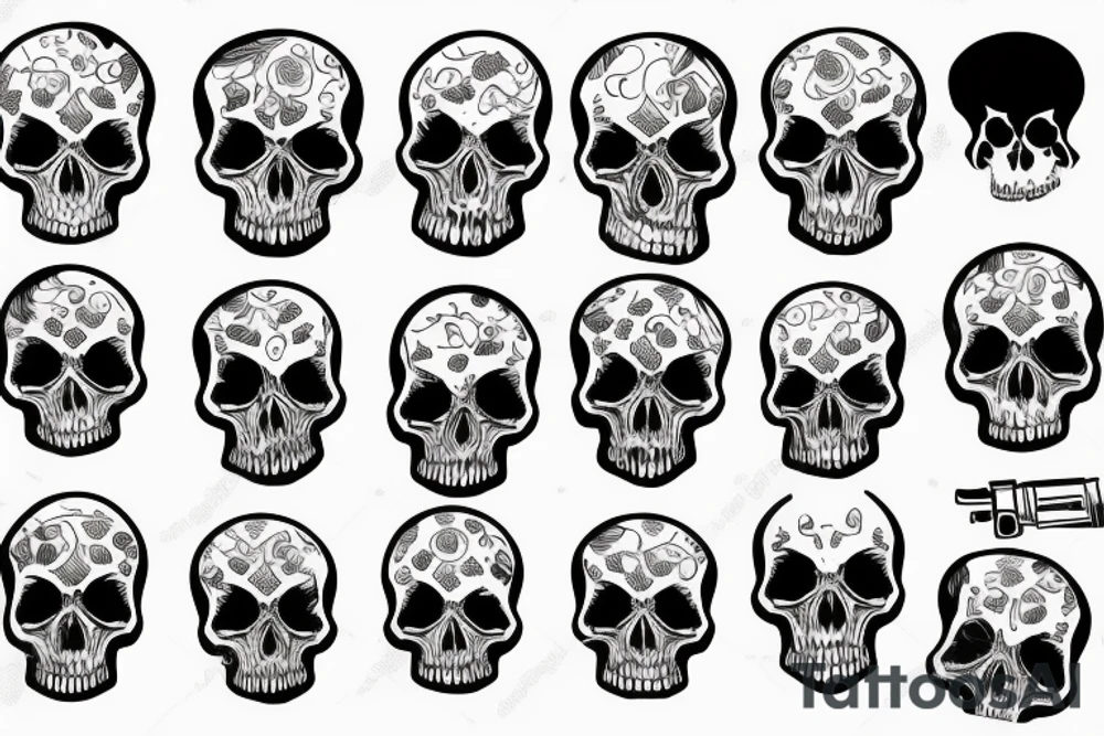 Skulls with guns tattoo idea