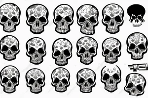 Skulls with guns tattoo idea