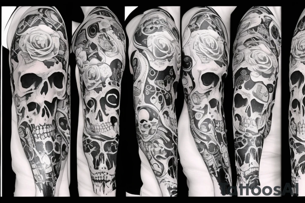 Skulls with guns tattoo idea