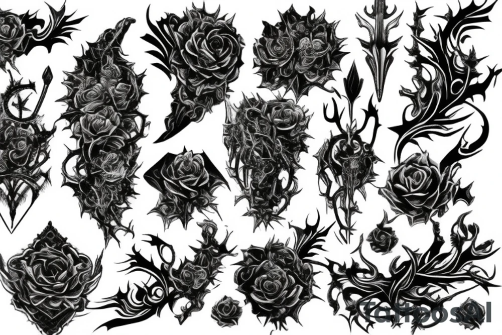 Thorns Thorns Smokey Grim Detailed Elaborate Comprehensive Intricate Ornate Vicious tattoo idea