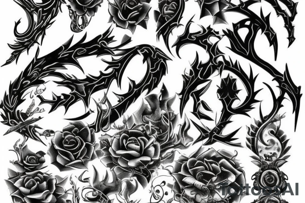 Thorns Thorns Smokey Grim Detailed Elaborate Comprehensive Intricate Ornate Vicious tattoo idea