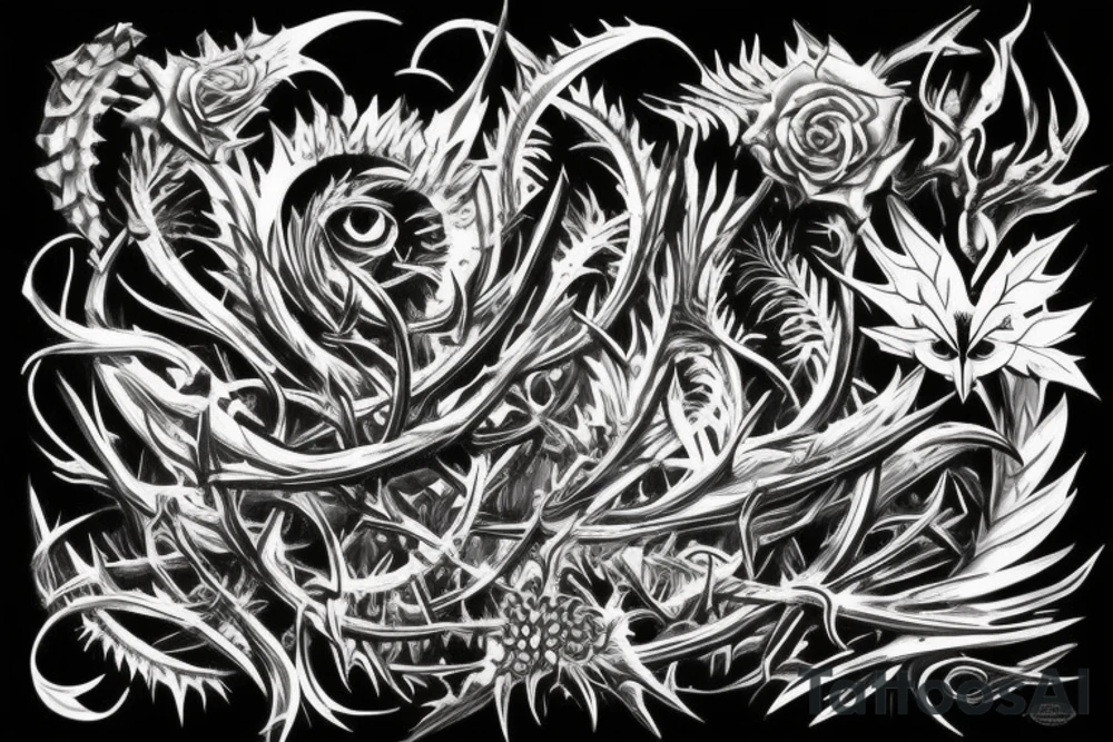 Thorns Thorns Smokey Grim Detailed Elaborate Comprehensive Intricate Ornate Vicious tattoo idea