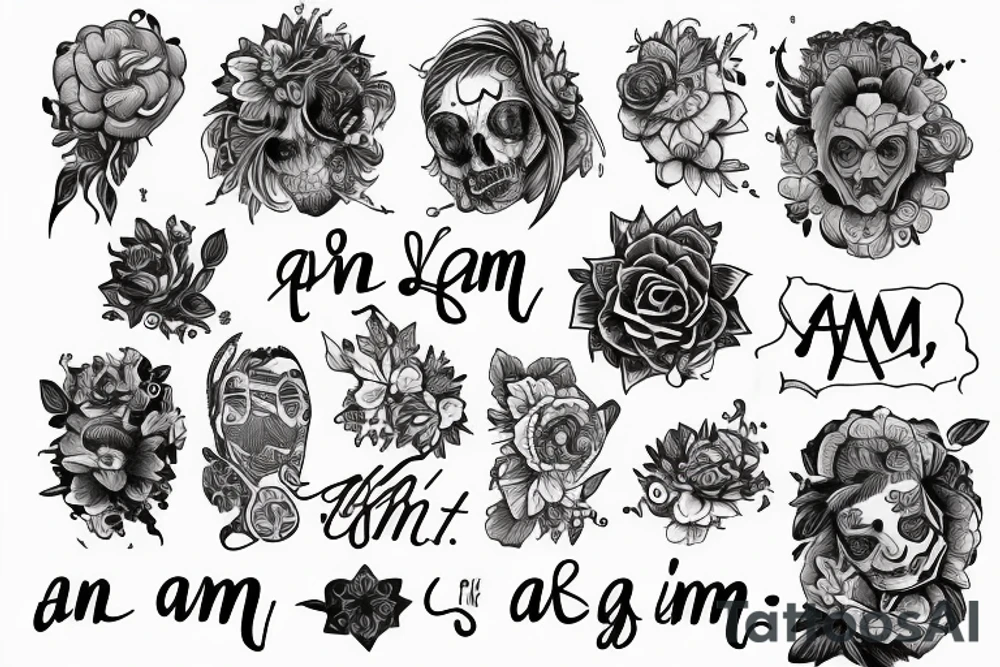 A drawing that describes the sentence “As I Am” tattoo idea