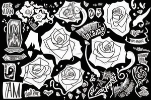 A drawing that describes the sentence “As I Am” tattoo idea