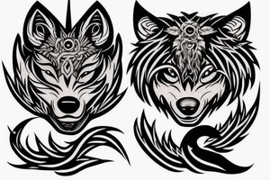 Wolf with demon horn tattoo idea