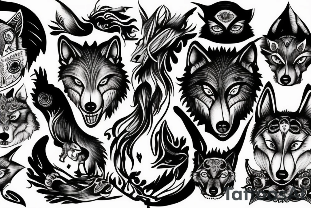 Wolf with 3 eyes tattoo idea