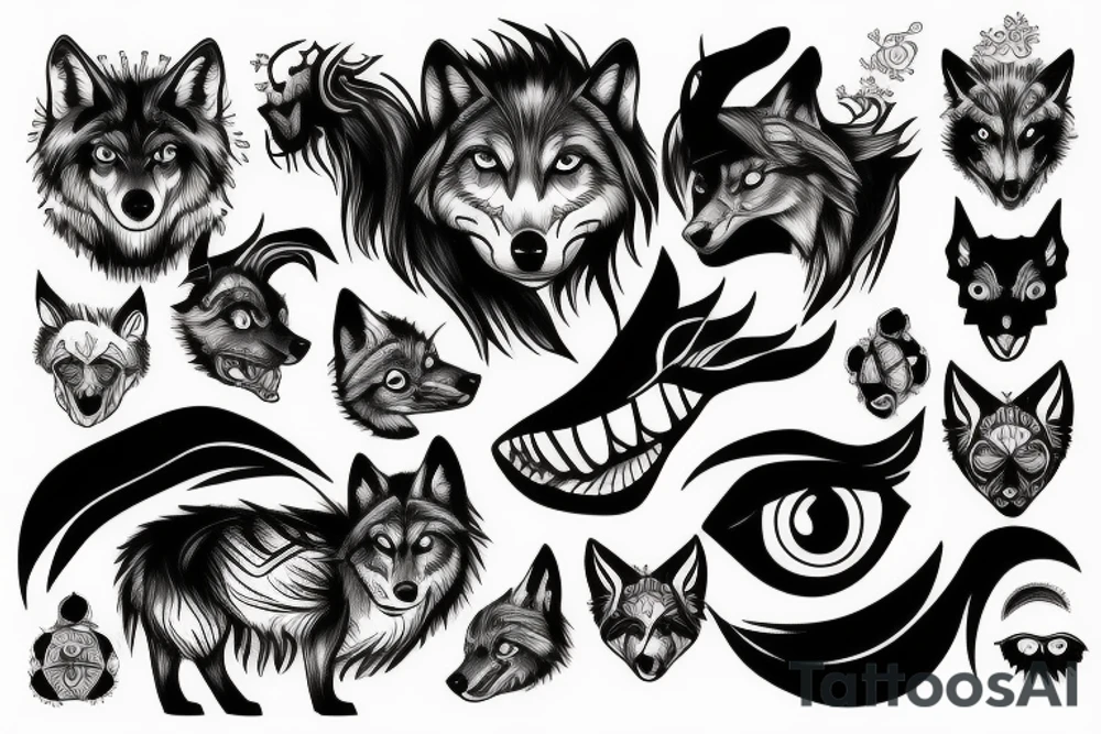 Wolf with 3 eyes tattoo idea