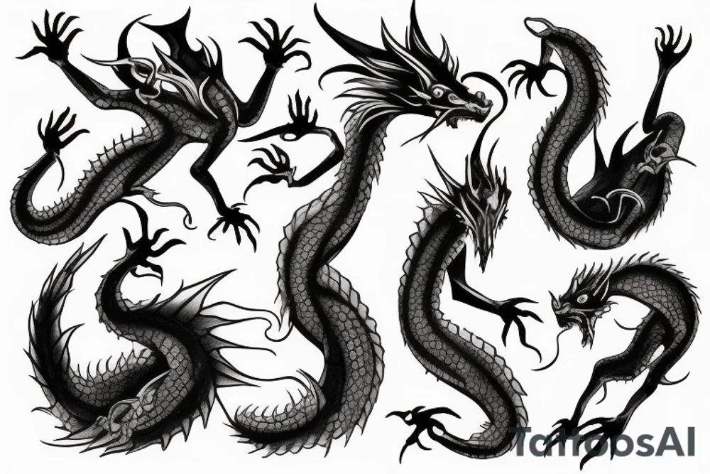 Blackwork arm dragon tattoo idea