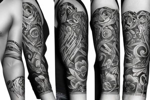 Blackwork arm sleeve tattoo idea