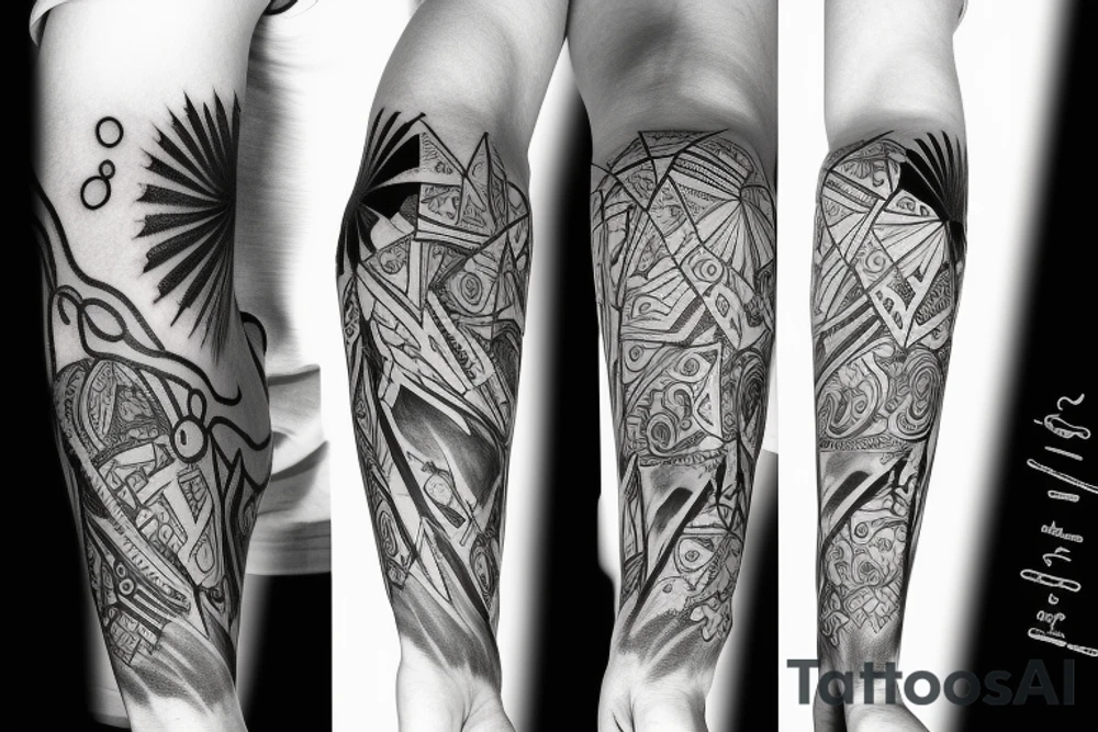 Blackwork arm sleeve tattoo idea