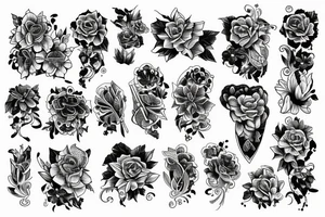 Blackwork arm sleeve flowers tattoo idea