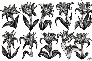 black work sleeve Hurricane lilies tattoo idea