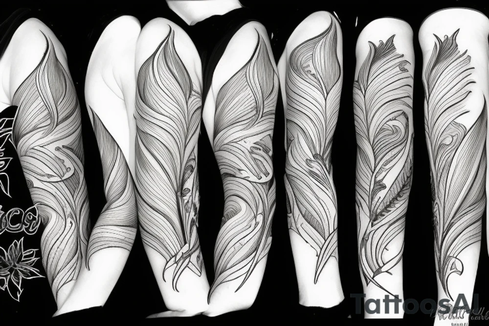 black work sleeve Hurricane lilies tattoo idea
