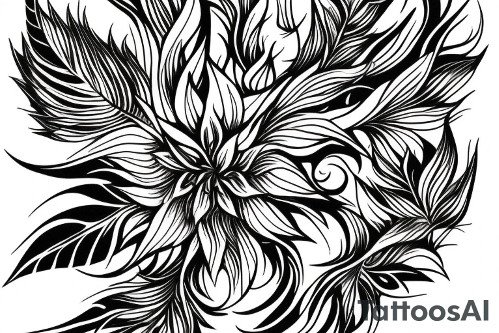 black work sleeve Cluster amaryllis tattoo idea