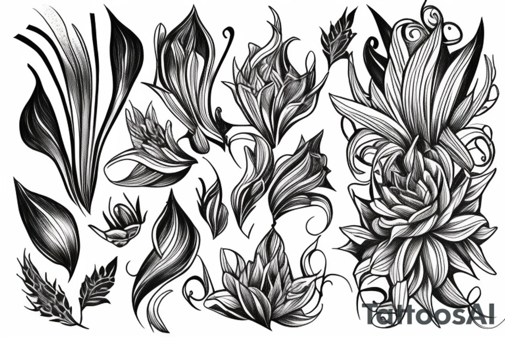 black work sleeve Cluster amaryllis tattoo idea