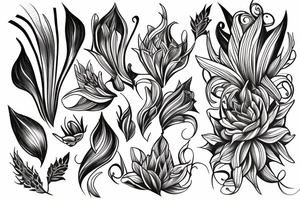 black work sleeve Cluster amaryllis tattoo idea
