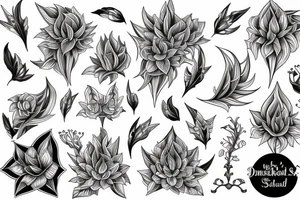black work sleeve Cluster amaryllis's tattoo idea