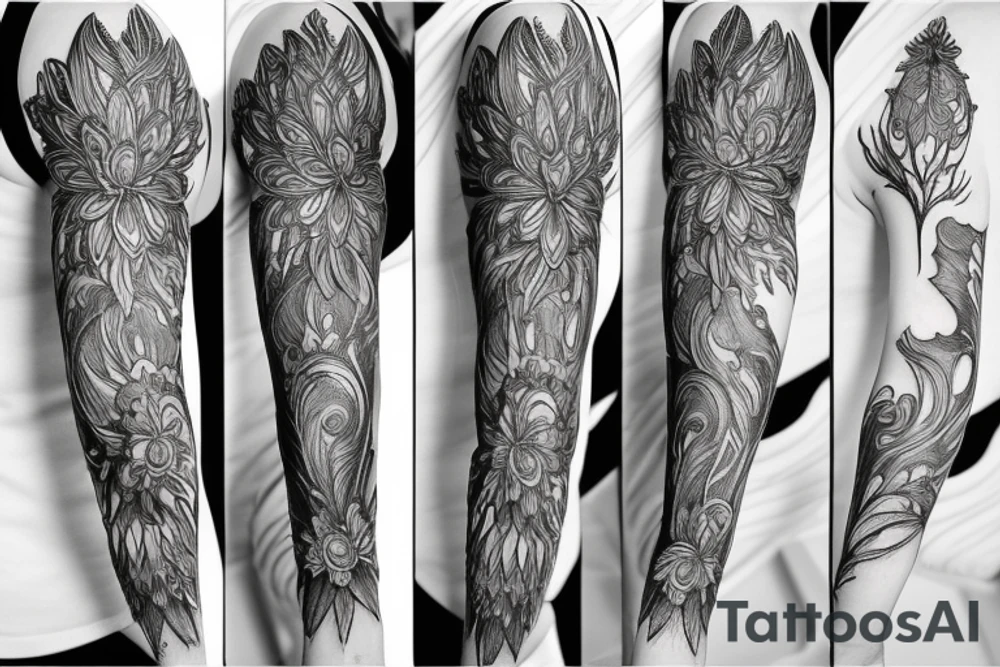 black work sleeve Cluster amaryllis's tattoo idea
