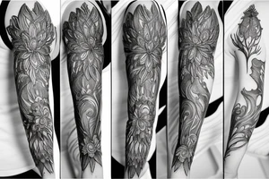 black work sleeve Cluster amaryllis's tattoo idea