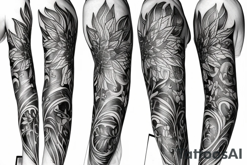 black work sleeve Cluster amaryllis's tattoo idea