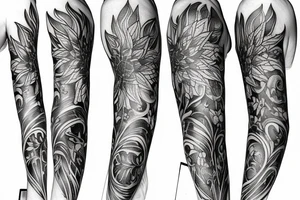 black work sleeve Cluster amaryllis's tattoo idea