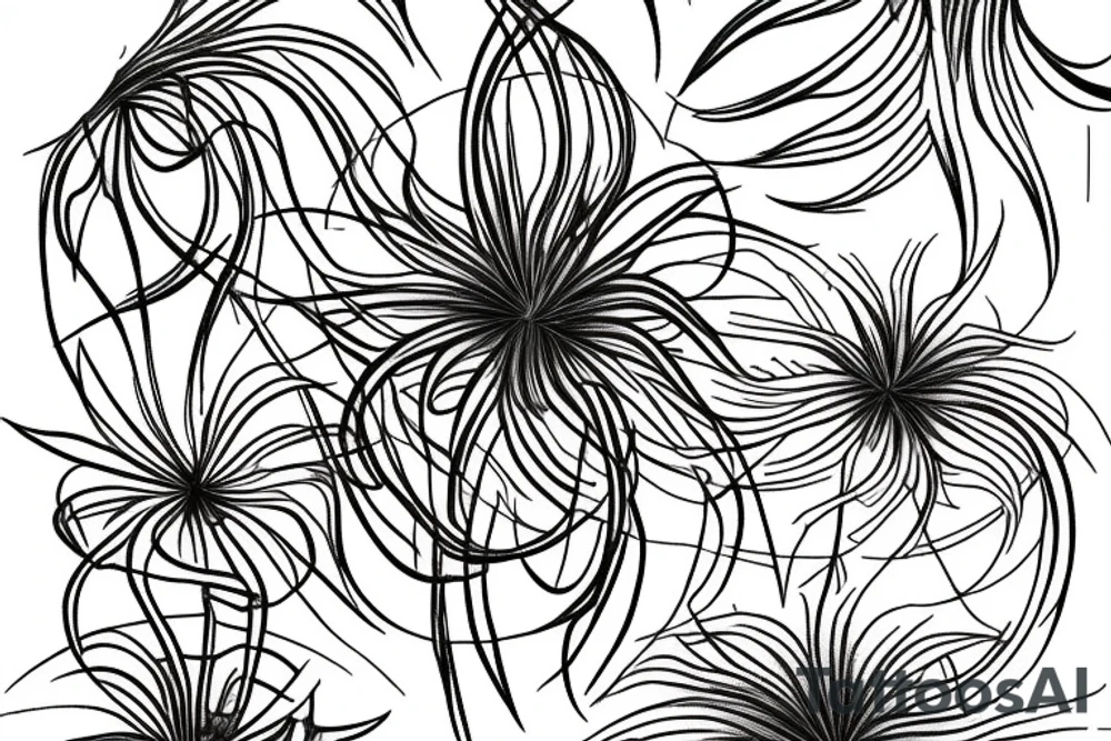 sleeve spider lily blackwork tattoo idea