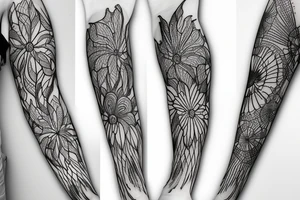 sleeve spider lily blackwork tattoo idea