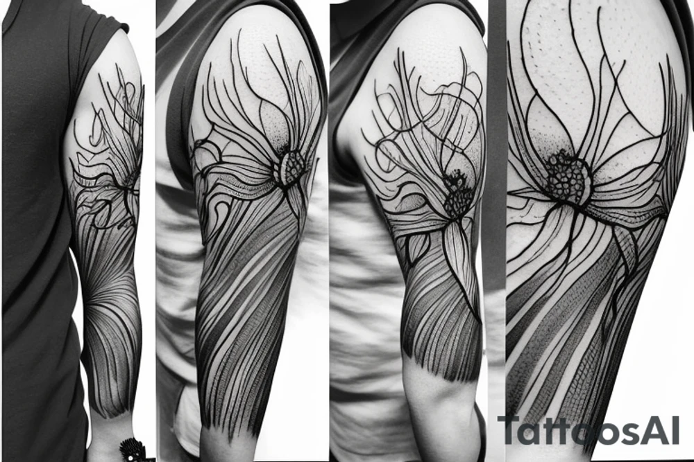 sleeve spider lilies blackwork tattoo idea