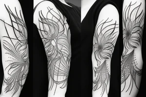 sleeve spider lilies blackwork tattoo idea