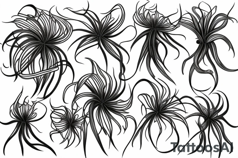 sleeve spider lilies chamomilies blackwork tattoo idea