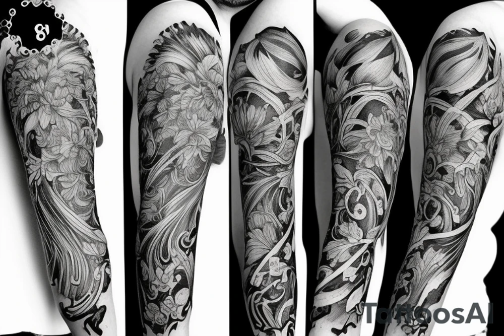 sleeve lycoris flowers chamomilies blackwork tattoo idea sleeve lycoris flowers chamomilies blackwork tattoo idea