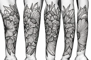 sleeve sketch lycoris flowers blackwork tattoo idea
