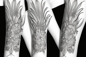 sleeve sketch lycoris flowers blackwork tattoo idea