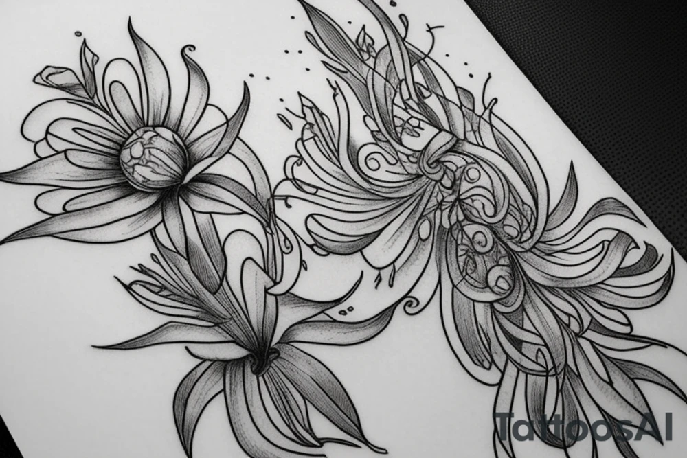 sleeve sketch lycoris flowers blackwork tattoo idea sleeve sketch lycoris flowers blackwork tattoo idea