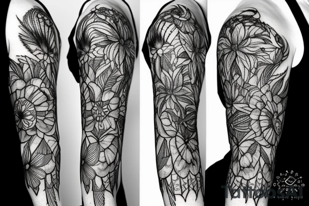 sleeve sketch lycoris flowers blackwork tattoo idea sleeve sketch lycoris flowers blackwork tattoo idea