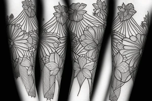 sketch blackwork sleeve lycoris flowers tattoo idea