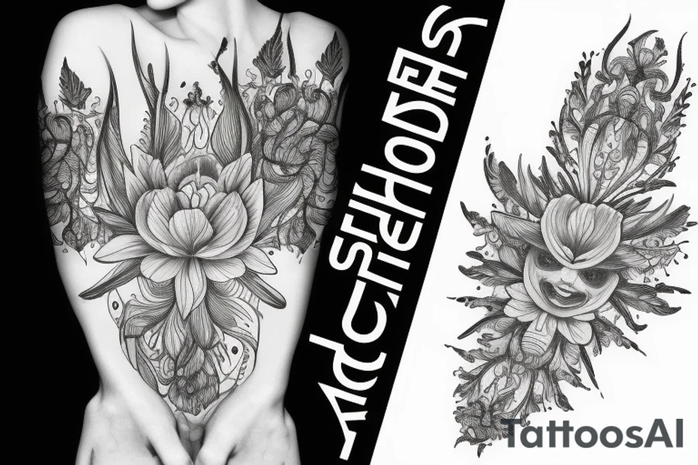 sketch blackwork sleeve lycoris flowers black background tattoo idea sketch blackwork sleeve lycoris flowers black background tattoo idea
