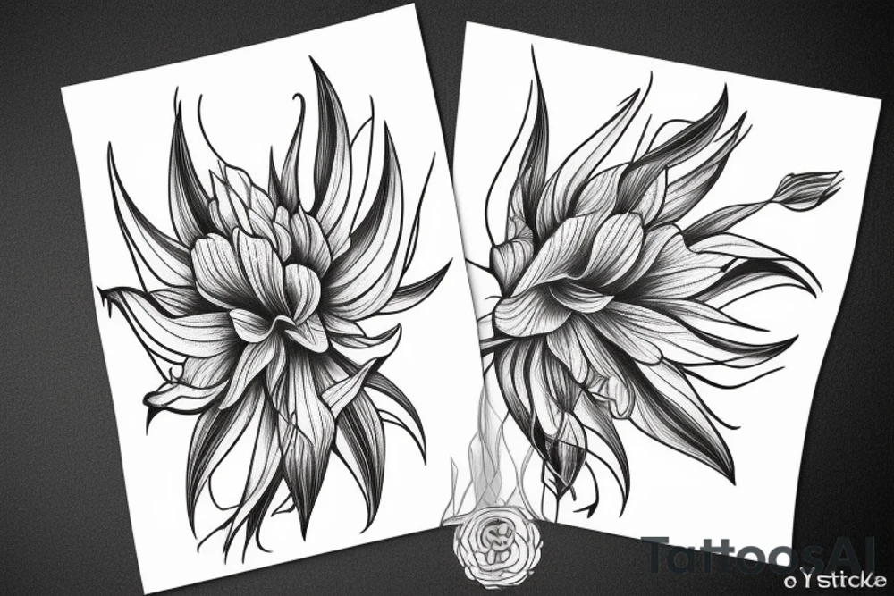 sketch blackwork sleeve lycoris flowers black background tattoo idea
