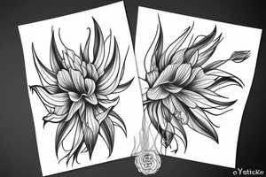 sketch blackwork sleeve lycoris flowers black background tattoo idea
